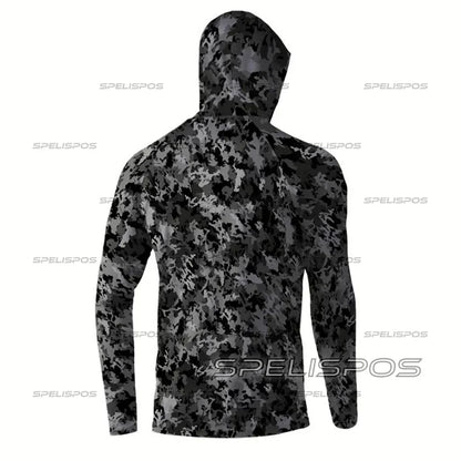 Men's Long Sleeve Fishing Hoodie Shirt – Sun Protection, Breathable Jersey for Fishing & Hunting