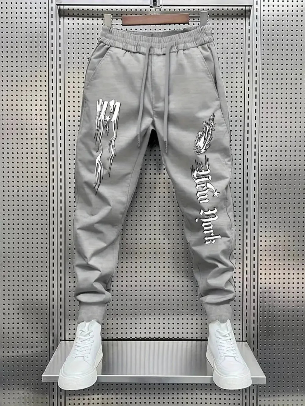 Autumn New Men's Fitness Training Letter Printed Micro Elastic Comfortable Drawstring Pants Outdoor Urban Sports Pants