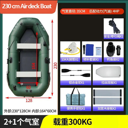 Inflatable Fishing Kayak with Air Deck & Clip Net – PVC, 1.75–3.6m