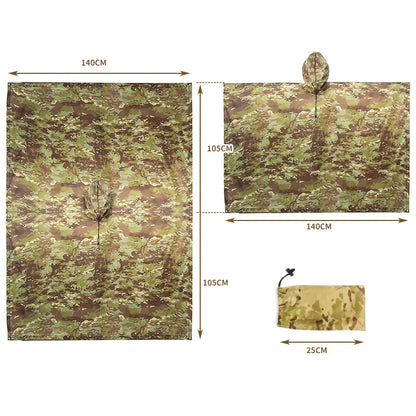 Camouflage Waterproof Raincoat Poncho – Multifunctional Hunting & Camping Rain Cover