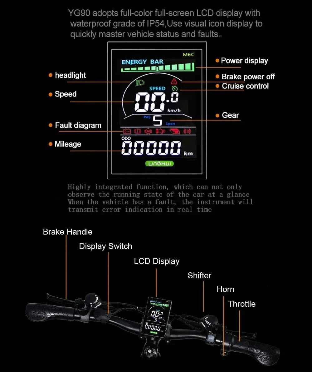 Electric Bicycle RANDRIDE YG90 1000W 48V17AH Hydraulic Brake E-bike with Full Suspension  21 Gears Shift Free Rack Electric bike