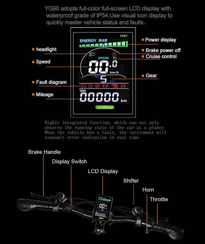 Electric Bicycle RANDRIDE YG90 1000W 48V17AH Hydraulic Brake E-bike with Full Suspension  21 Gears Shift Free Rack Electric bike