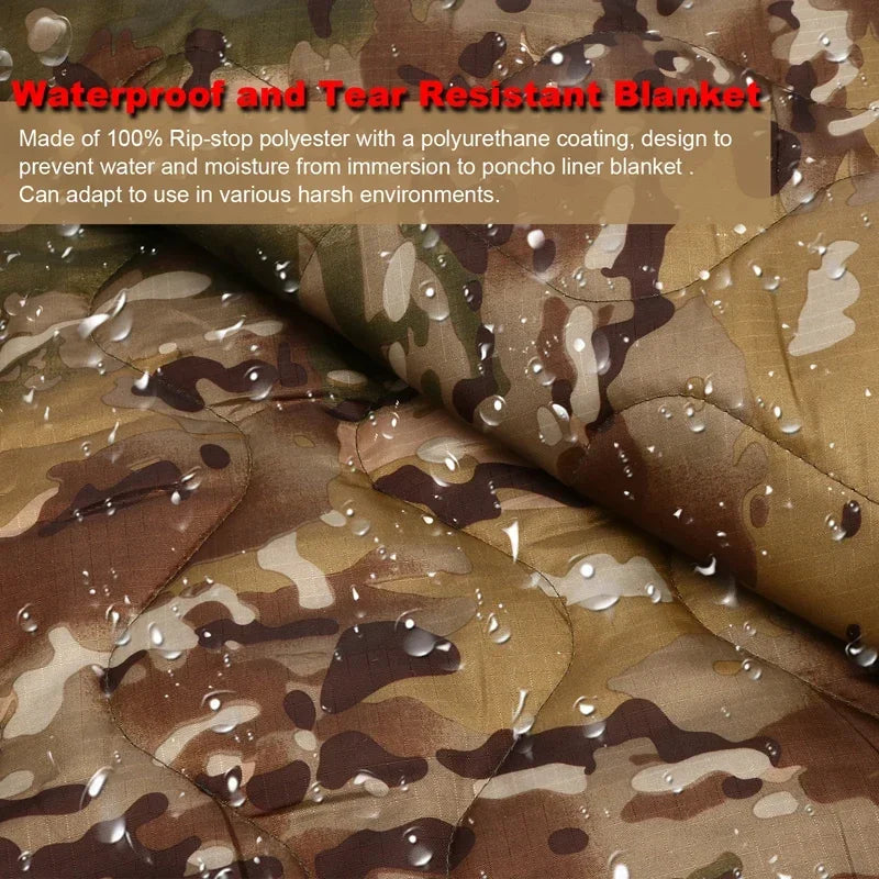 Military Poncho Liner Blanket – 82×58", Water-Repellent, 5 Colors