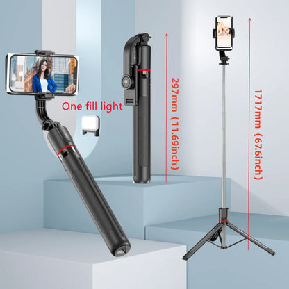 BSLIUFANG new 1.7M Wireless Selfie Stick for Smartphone with Bluetooth Remote, Portables Foldable Stand for Vlog Shooting Record