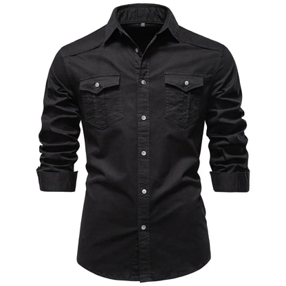 AIOPESON 2025 Business Cotton Pocket Shirt Men Long Sleeve Quality Casual Shirts for Men Casual Slim Fit Solid Color Men Shirts