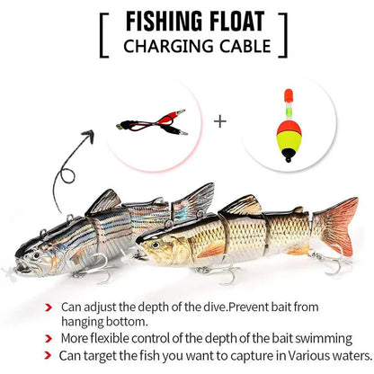USB Rechargeable Robotic Electric Swimbait – 3.5in, Auto Swimming, Multi-Jointed, Saltwater & Freshwater