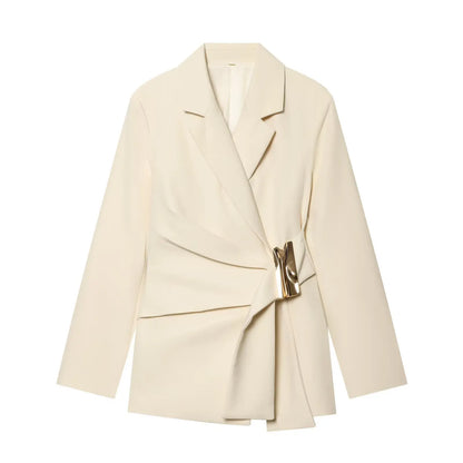 NLZGMSJ 2026 Spring Office Lady Chic Women Blazer Suit Solid Long Sleeve Blazer Long Zipper Pants Fashion Suit