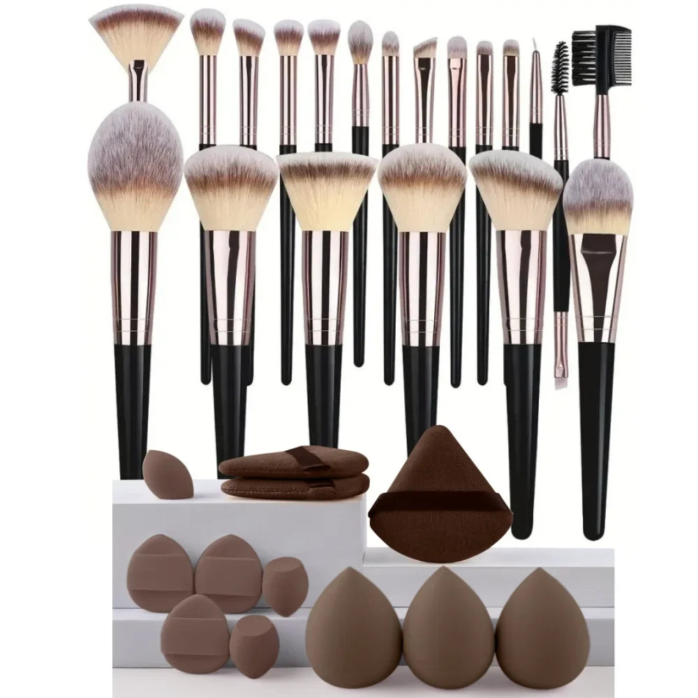 3-20PCS Makeup Brushes Set Eye Shadow Foundation Blush Highlighter Concealer Brush Female Beauty Tool Beauty Sponges Thumb Puffs