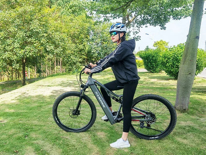 Electric Bicycle RANDRIDE YG90 1000W 48V17AH Hydraulic Brake E-bike with Full Suspension  21 Gears Shift Free Rack Electric bike