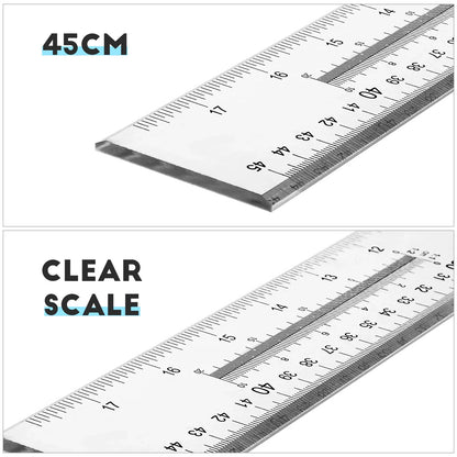 18 Inch Ruler Drafting Tool Engineering Gauge Parallel Rule Clear Rulers Woodworking Scribe Edge Measurement Analysis