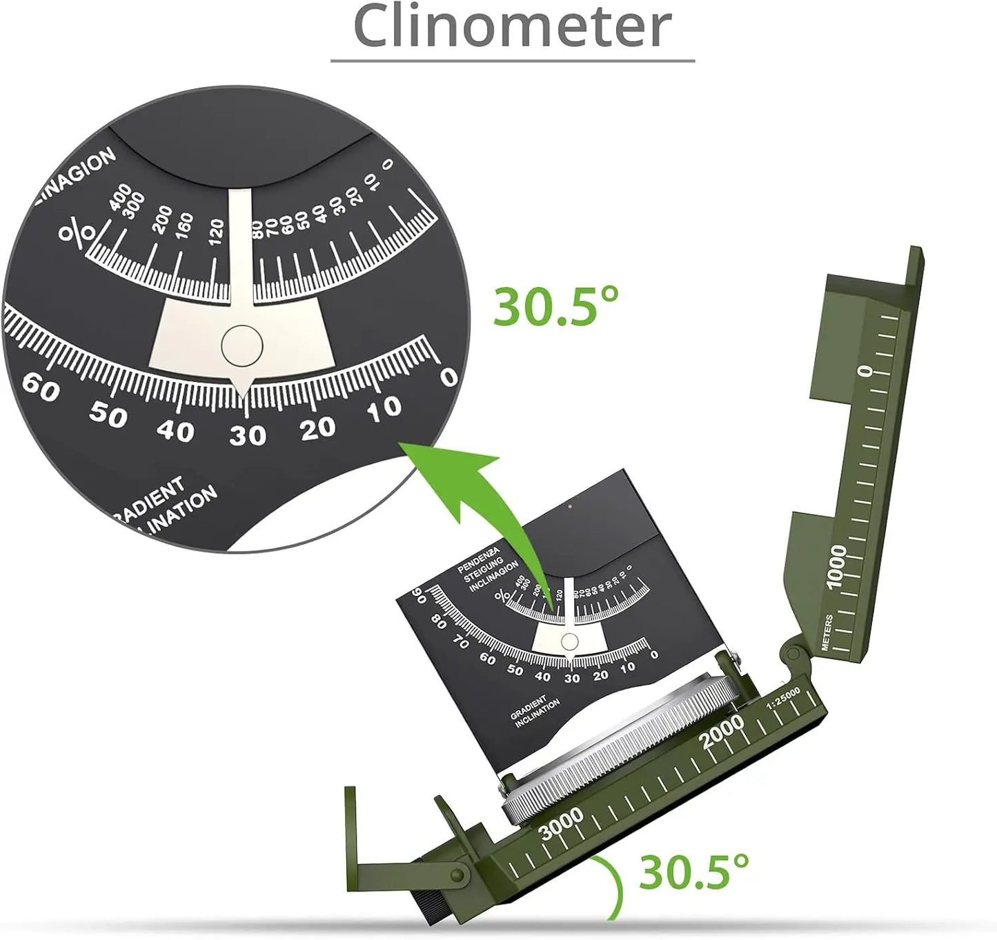 Mulitifunctional High Precision Outdoor Survival Military Compass Camping Waterproof Metal with Fluorescent Geological Compass