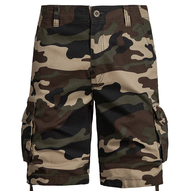 Men's Camo Cargo Shorts – Breathable Cotton Outdoor Sports Half Pants with Side Pockets