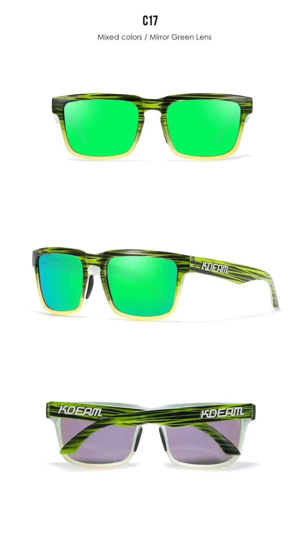 KDEAM Classic Square Sunglasses Men Women Category 3 Polarized Sun Glasses Unique Frame Surface Eyewear With Case Box KD332