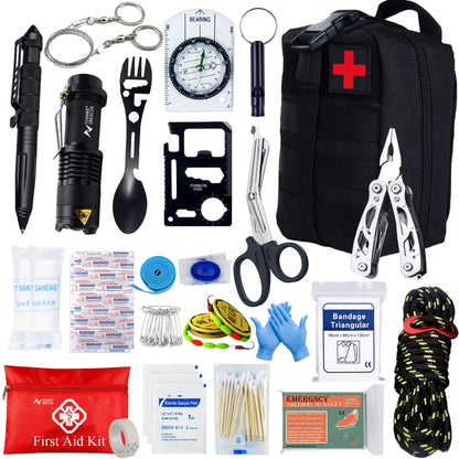 Survival First Aid Kit – Full Outdoor Emergency Trauma Bag for Camping & Hiking