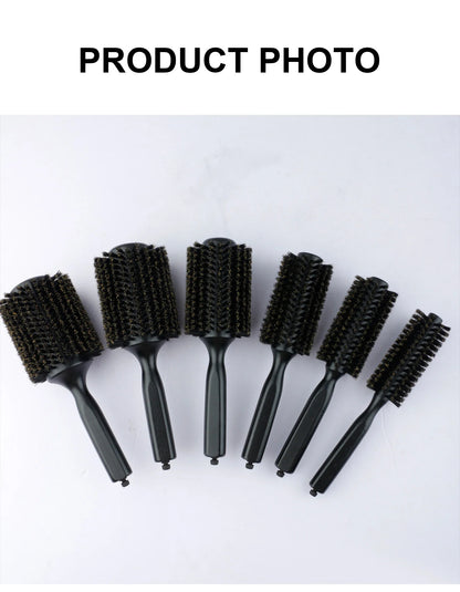 6 Sizes Boar Bristle Round Hair Brush Curly Hair Styling Comb Professional Removable Tail Barber Hairdresser Round Rolling Comb