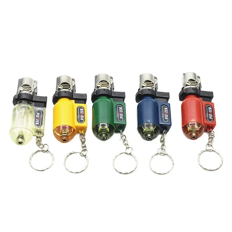 2PCS New Windproof Jet Torch Butane Lighter Portable BBQ Outdoor Ignition Survival Tool Keychain Cigarette Tool Lighters for Men