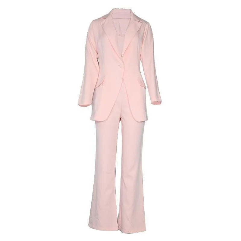 Hot Selling Professional Suit Set Solid Color Healthy Fabric 2024 Spring and Autumn New Women's Fit Suit Two-piece Set