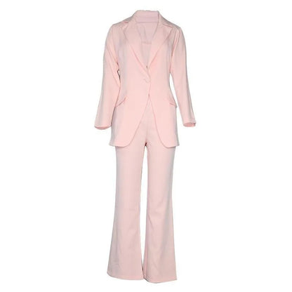 Hot Selling Professional Suit Set Solid Color Healthy Fabric 2024 Spring and Autumn New Women's Fit Suit Two-piece Set