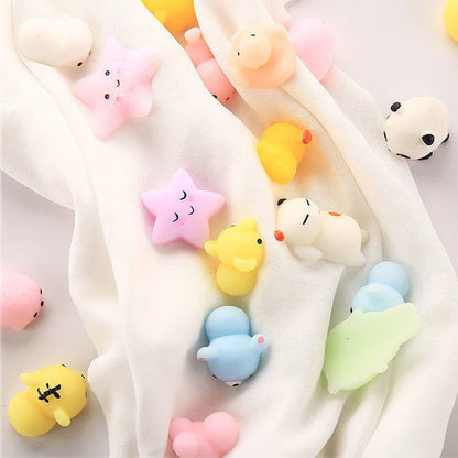50PCS Mini Mochi Squishies Kawaii Cartoon Squishy Toys for Kids Stress Ball Squeeze Party Favors Stress Relief Toys for Birthday