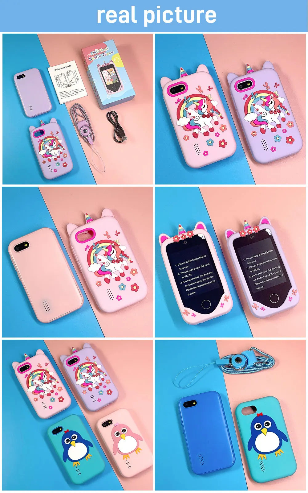 32GB Kids Smart Phone 2.8'' IPS Mini Toy Phone Music Player  28 Games Alarm Clock Flashlight Dual Camera Educational Funny Toys