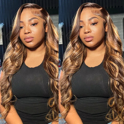 10A 4/27# Highlights Blonde Wigs Colored Human Hair Lace Frontal Wigs Body Wave 13x4 HD Transparent Lace Front Human Hair Wigs