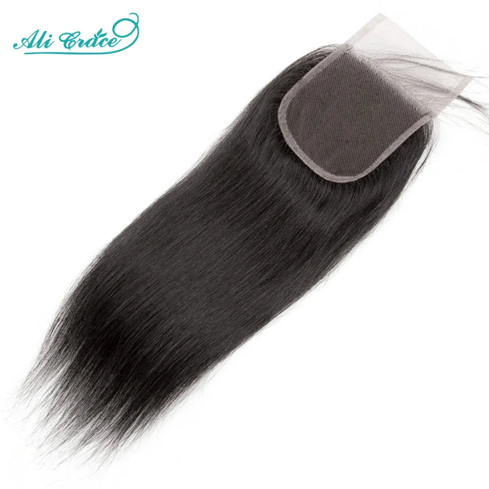 Ali Grace 5x5 HD Closure Brazilian Straight Hair HD/Transparent Lace Closure Pure-Hand Tied Human Hair Lace Closure 14-20Inch