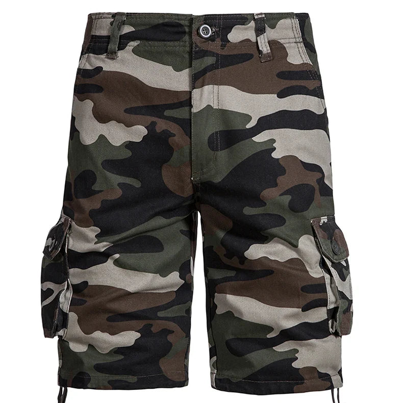 Men's Camo Cargo Shorts – Breathable Cotton Outdoor Sports Half Pants with Side Pockets