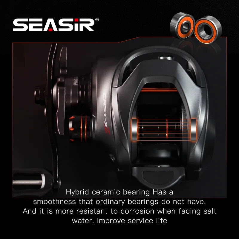 Baitcasting Reel – 7.3:1 Gear Ratio, 6+1 Hybrid Ceramic Bearings, Carbon Fiber Drag, N52 Brake