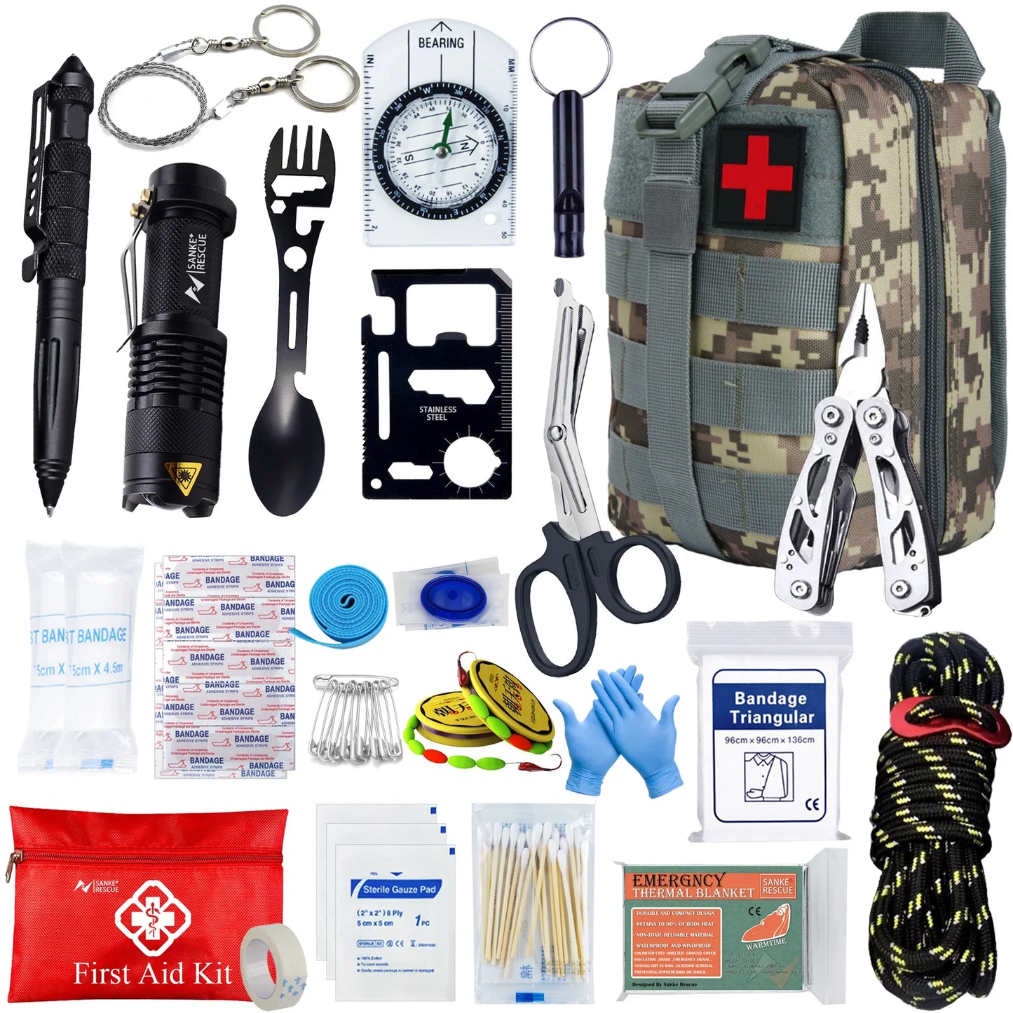 Survival First Aid Kit – Full Outdoor Emergency Trauma Bag for Camping & Hiking