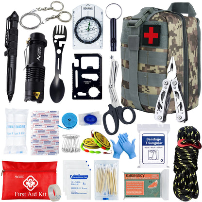 Survival First Aid Kit – Full Outdoor Emergency Trauma Bag for Camping & Hiking