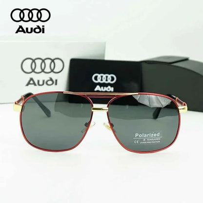 AUDI Luxury Red Gold Polarized Sunglasses Men Designer Driving Sun Glasses Male Pilot Goggles UV400 Eyewear