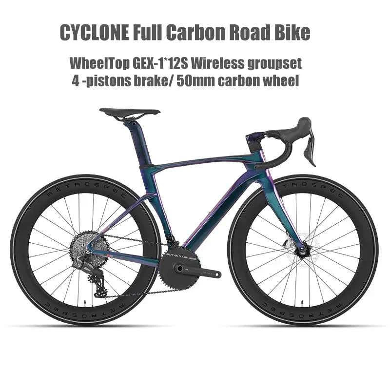 TWITTER Cyclone Full Carbon Road Bike – WheelTop Wireless 12-Speed, Hydraulic Disc Brakes