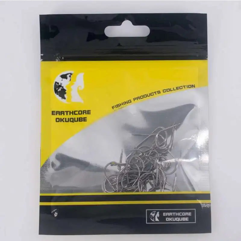 High-Carbon Barbed Fishhooks – 50pcs, Sizes 1–13#, Black & Golden, Carp & Sea Fishing