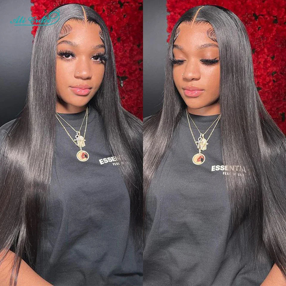 ALI GRACE Hair HD Lace Frontal 13X4 Brazilian Straight Hair Ear To Ear Frontal 100% Remy Human Hair Middle/Free Part Lace Front