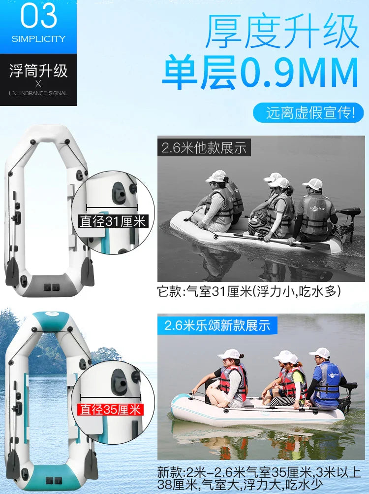 2.0~3.6m Inflatable Boat Air Deck Set 2+1 Air Chamber 0.9mm Thickened PVC 3-layer Mesh Wear Resistance Kayaks LUYA Fishing Boat