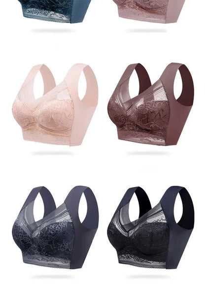 L-6L Women Large Bra Push Up Ice Silk Seamless upper Bralette Lace Wireless Summer Bras Plus Size Top Lingerie Underwear 15019