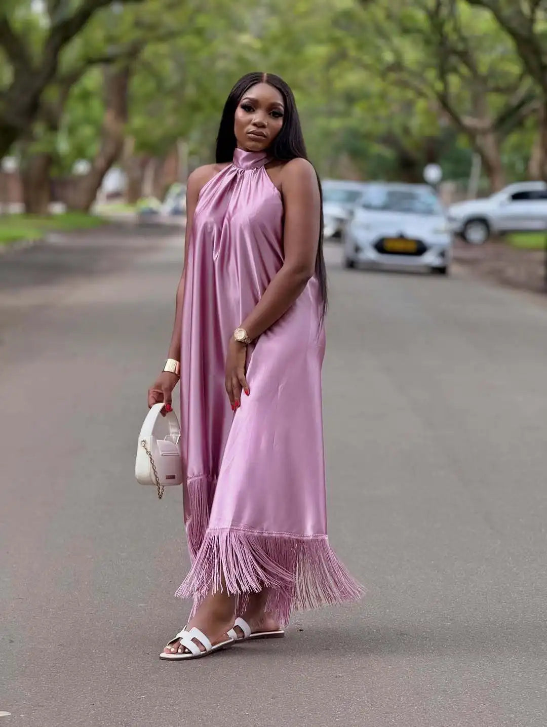 Long Dress Women Dresses Sexy Vestidos Y2k Streetwear Sleeveless Halter Irregular Tassel Elegant Splice Party Night Work 2026