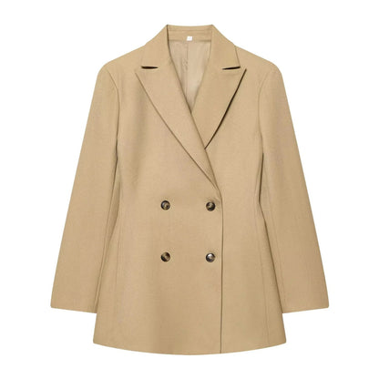 KONDALA Office Lady Chic Women Blazer Suit Double Breasted Long Sleeve Blazer Long Zipper Pants New Fashion 2026 Spring Suit