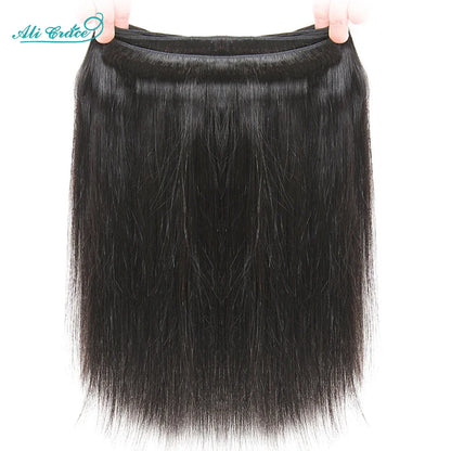 ALI GRACE Indian Straight Hair 3 Pcs Human Hair Bundles Remy Hair Extention 10-28 Inches Natural Color Straight Hair 3 Bundles
