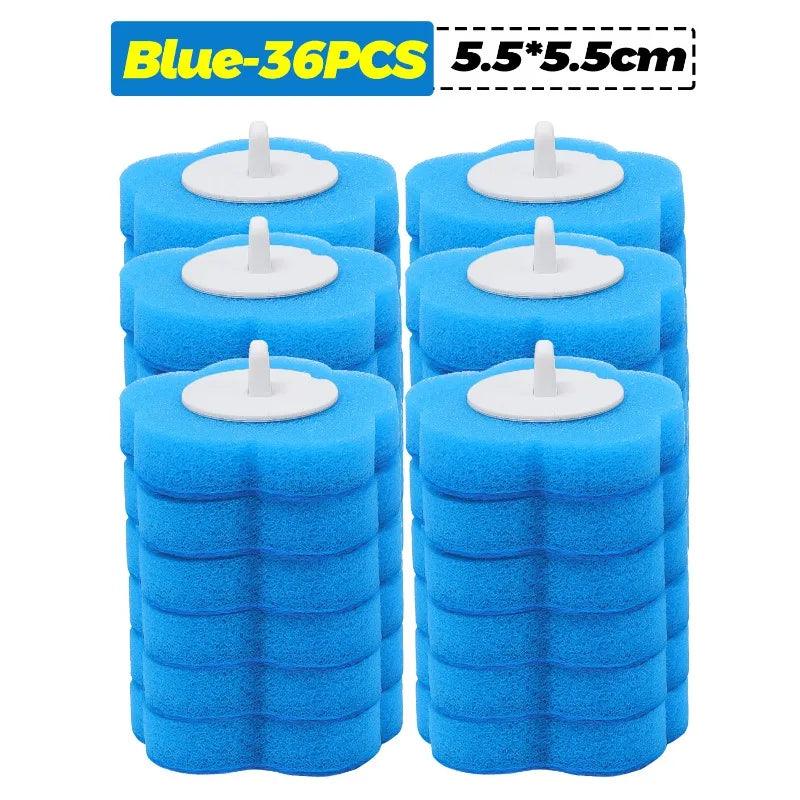 6-60PCS Toilet Disposable Replacement Head Foam Cleaning Sponges Heads Toilet Brush Refills No Dead Angle Bathroom Brush Heads
