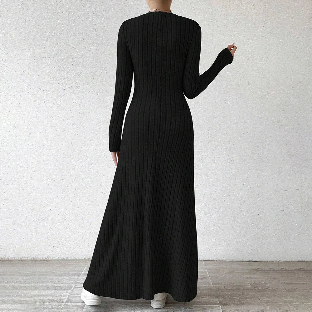 Mia Muse Women's Dresses All Season Office Lady Ventilate Solid Color Waist In Design  Long Sleeve MIDI Lettuce Trim  Suitable f