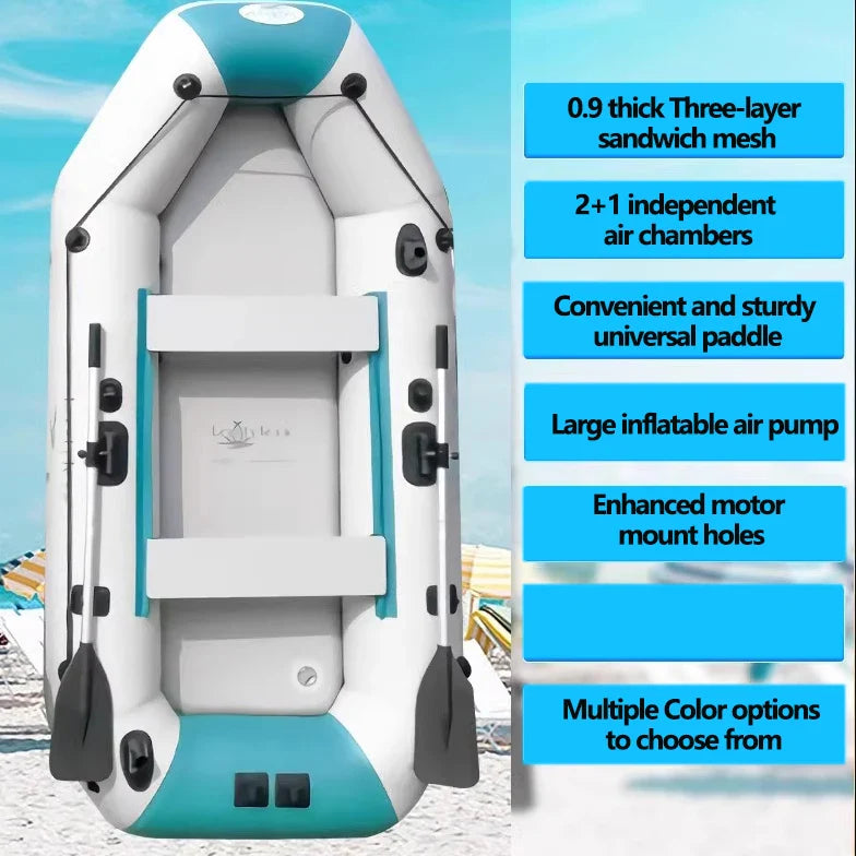 2.0~3.6m Inflatable Boat Air Deck Set 2+1 Air Chamber 0.9mm Thickened PVC 3-layer Mesh Wear Resistance Kayaks LUYA Fishing Boat