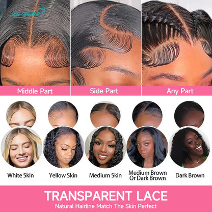 Ali Grace Hair Malaysian Deep Wave Hair Wigs Pre-Plucked 13X4 Lace Front Human Hair Wigs Natural Hairline With Baby Hair