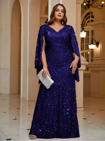 Plus Size Pink Shawl Shining Gorgeous Ballroom Evening Dress 4XL 5XL Big Size Wedding Evening Dress Women Prom Dress