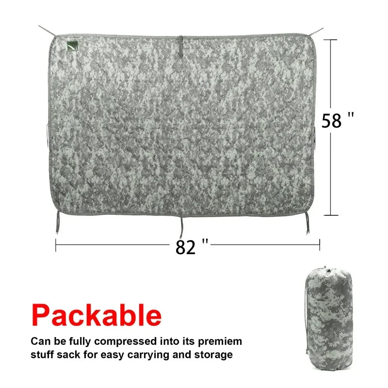 Military Poncho Liner Blanket – 82×58", Water-Repellent, 5 Colors