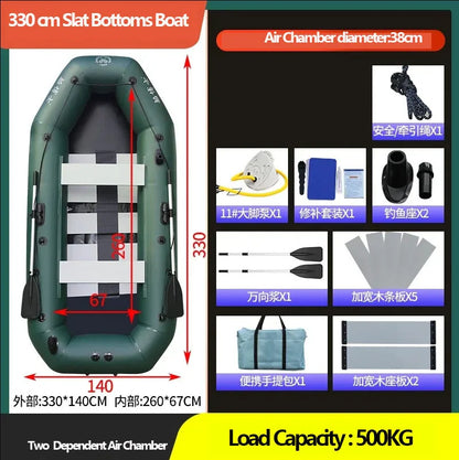 Inflatable Fishing Kayak with Air Deck & Clip Net – PVC, 1.75–3.6m