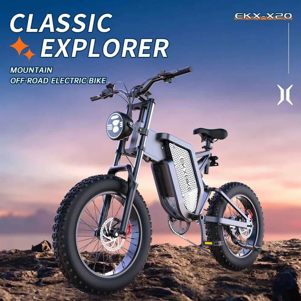 EKX X20 Electric Bicycle 48V 35AH Lithium Battery Adult Mountain Ebike 20 Inch Mountain Electric Men's Moped Road E Bikes