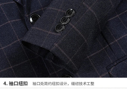 2024 New Spring and Autumn Coat Middle-aged Slim Fashion Handsome All Matching Plaid Suit Men Casual  Polyester  Blazer Mujer