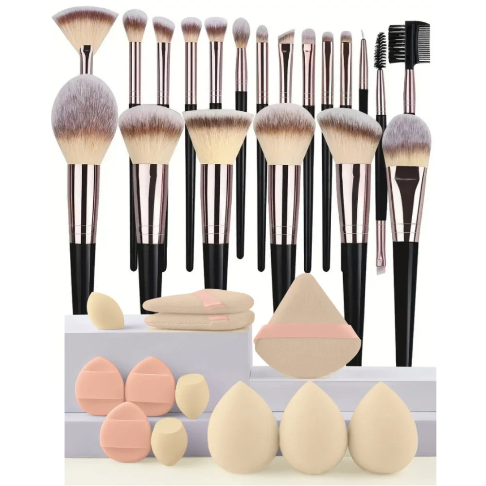 3-20PCS Makeup Brushes Set Eye Shadow Foundation Blush Highlighter Concealer Brush Female Beauty Tool Beauty Sponges Thumb Puffs