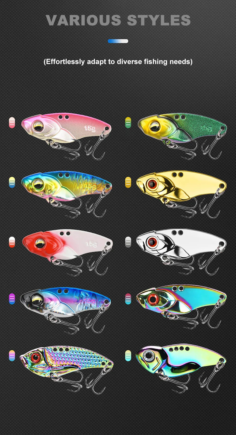 VIB Rattlesnake Iron Jig Fishing Lure – Long-Cast Hard Lure, 3.5g to 15g